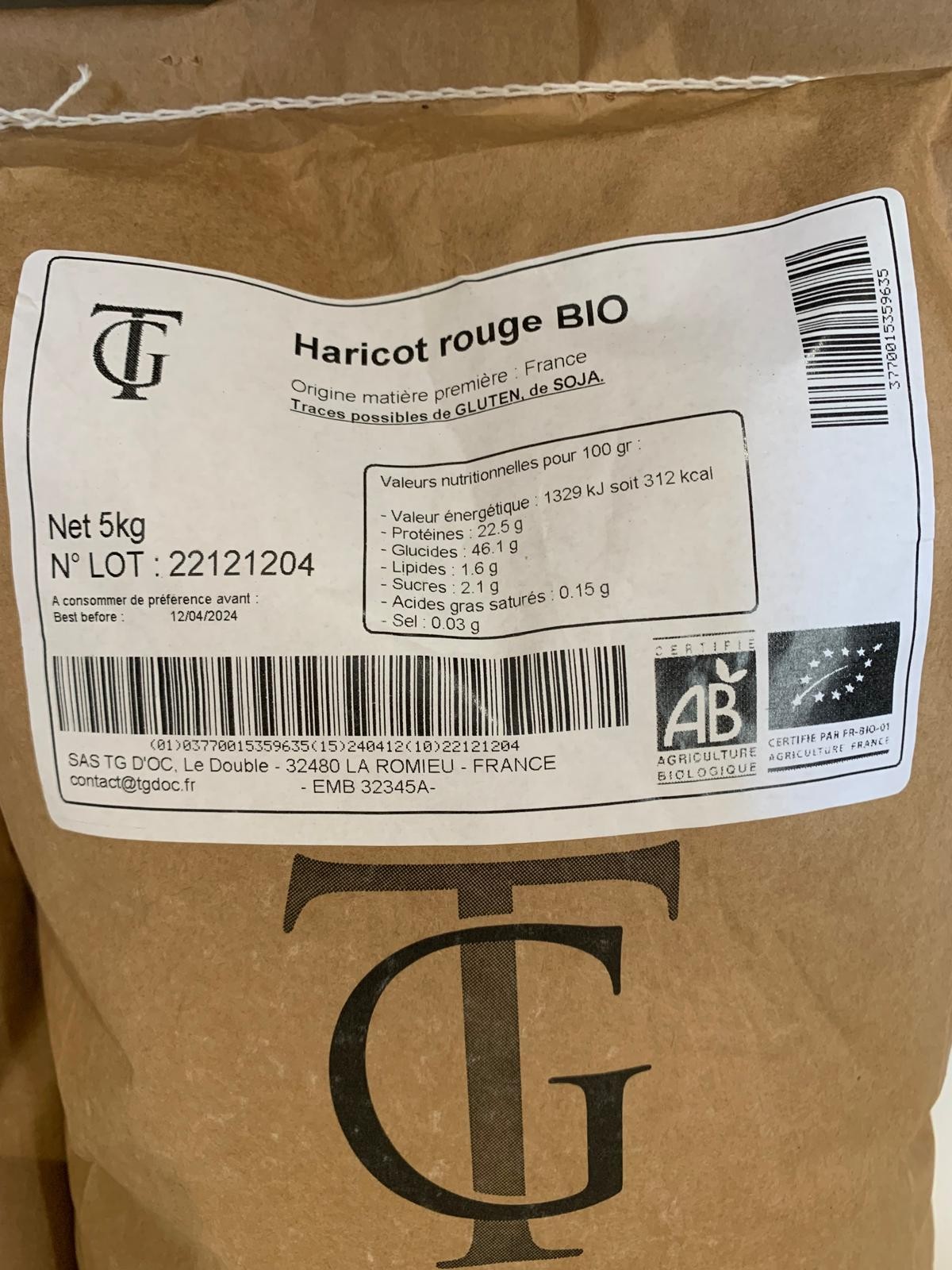 Haricots blancs Bio - 5 kg